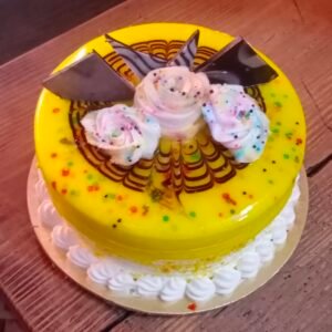 Delicious Eggless Yellow Glazed Celebration Cake – Perfect for Birthdays & Parties