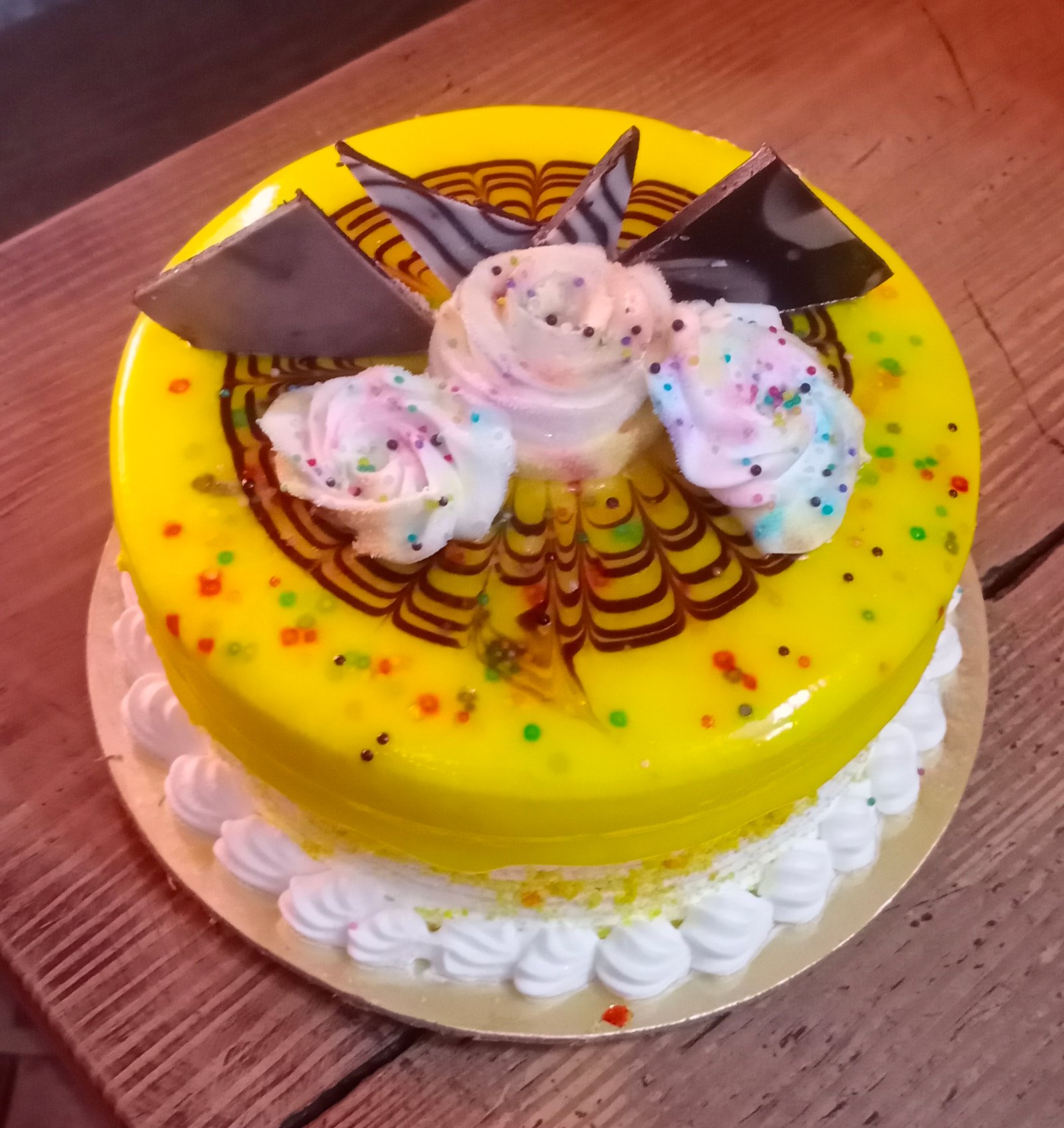 Delicious Eggless Yellow Glazed Celebration Cake – Perfect for Birthdays & Parties