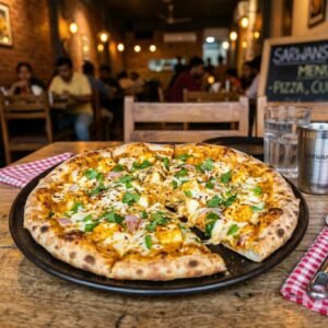 शाही बटर पनीर पिज्जा (Paneer Butter Masala Pizza)