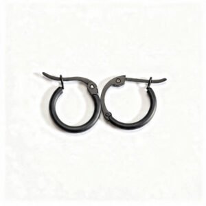 Premium Black Stainless Steel Hoop Earrings (Bali) for Men & Boys – Stylish & Rust-Proof (1 Pair)