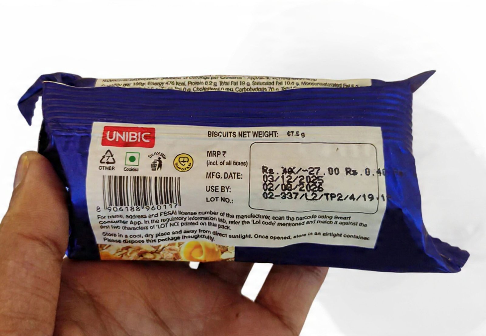 Unibic Honey Oatmeal Cookies - 67.5g Pack - Image 2