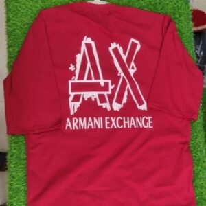 AX Printed Red Down Shoulder T-Shirt (Oversized Fit)