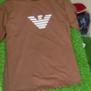 Armani Style Coffee Brown Down Shoulder T-Shirt