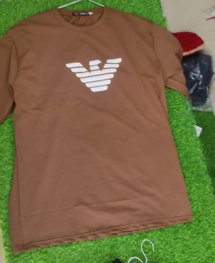 Armani Style Coffee Brown Down Shoulder T-Shirt
