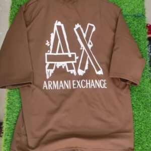 Armani Style Coffee Brown Down Shoulder T-Shirt