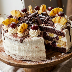 Premium Black Forest & Pineapple Fusion Cake