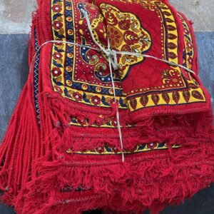 Traditional Quilted Velvet Pooja Asan Mats with Fringe Border – Pack of Premium Red Ethnic Sitting Mats for Home, Temple, and Festivals