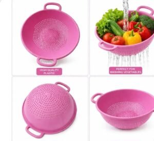 Premium Plastic Kitchen Colander & Vegetable Washing Basket with Dual Handles – Heavy-Duty Food Strainer for Fruits, Pasta, and Salad