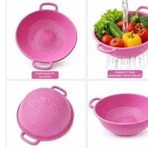 Premium Plastic Kitchen Colander & Vegetable Washing Basket with Dual Handles – Heavy-Duty Food Strainer for Fruits, Pasta, and Salad
