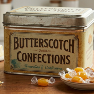 Classic Butterscotch Confections 150 ML – Premium Vintage Tin Pack, ice cream