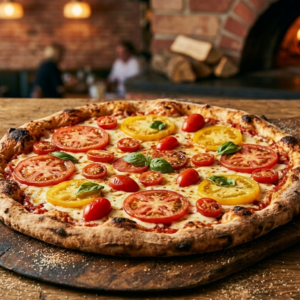 Authentic Italian Tomato Pizza with Fresh Basil and Mozzarella