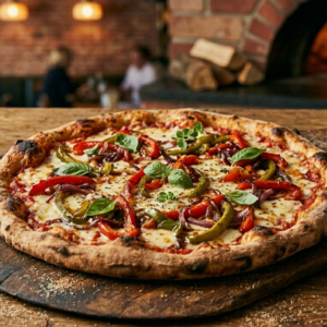 Authentic Italian Capsicum Pizza with Roasted Peppers and Mozzarella