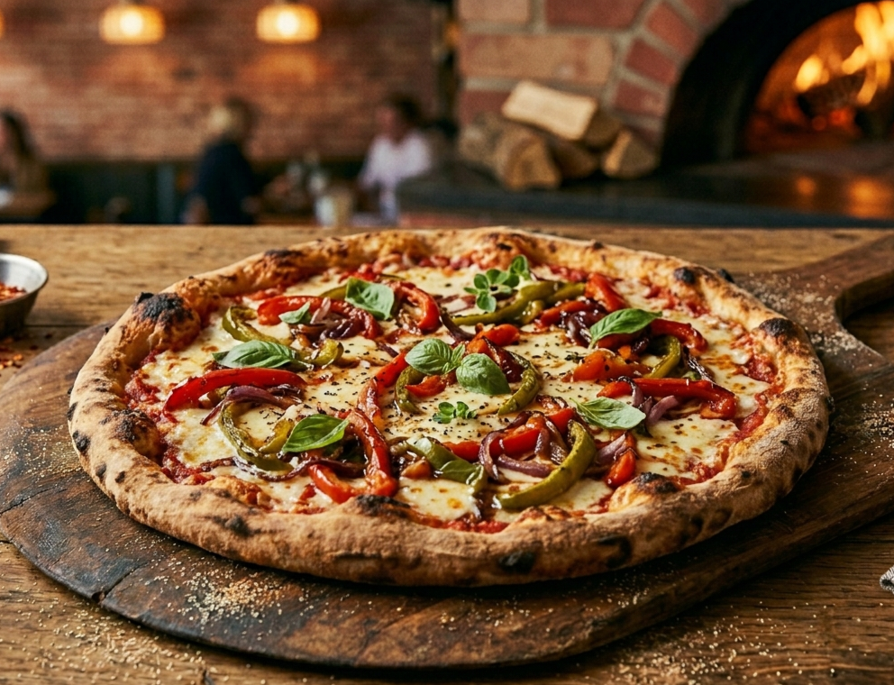 Authentic Italian Capsicum Pizza with Roasted Peppers and Mozzarella