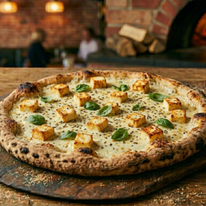 Creamy Paneer bite Pizza with Soft Paneer Cubes and Herbs