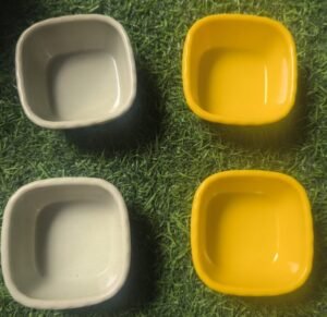 4-Piece Mini Square Bowl Set (Yellow & Grey)
