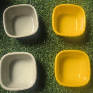 4-Piece Mini Square Bowl Set (Yellow & Grey)