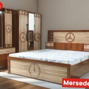 Mersedes Benz Premium Wooden Double Bed with Box Storage & Built-in Headboard Boxes, Uphar Furniture House
