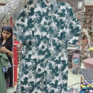 Premium Green Floral Printed Cotton Kurta Co-ord Set – Sarwans, 4u Fashion