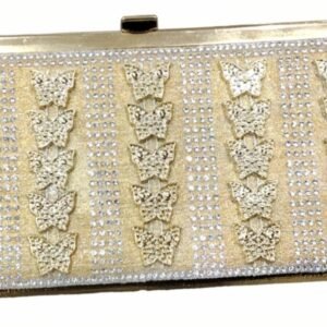 Luxury Golden Bridal Clutch for Women – Stylish Rhinestone Butterfly Party Wear Hand Purse