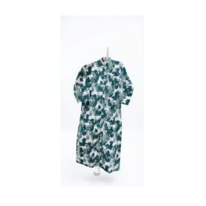 Premium Dark Green Floral Cotton Kurti – Trendy Front-Button Long Shirt Style Tunic for Women