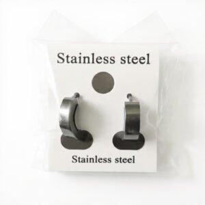 Sleek Black Stainless Steel Hoop Earrings – Trendy Anti-Tarnish Matt Black Bali for Men & Women